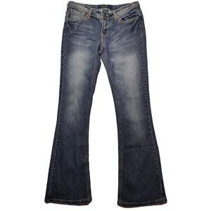 EARL JEANS Bootcut Juniors 5 Embroidered Flap‎ Pocket Stretch Denim Blue Jeans